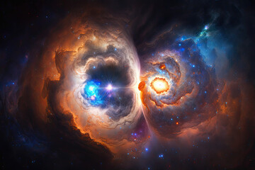Wall Mural - two galaxies clashing, supernova, generative ai