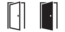 Ofvs332 OutlineFilledVectorSign Ofvs - Door Vector Icon . Open Sign . Handle . Isolated Transparent . Black Outline And Filled Version . AI 10 / EPS 10 / PNG . G11672