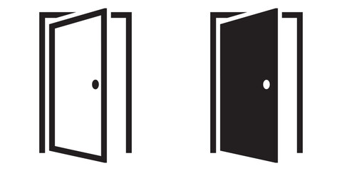 Poster - ofvs332 OutlineFilledVectorSign ofvs - door vector icon . open sign . handle . isolated transparent . black outline and filled version . AI 10 / EPS 10 / PNG . g11672
