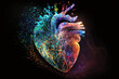 Digital abstract concept art of human heart. Generative AI