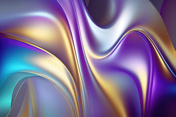 Iridescent colorful wavy background, backdrop, Generative AI