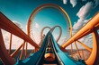 Roller Coaster at amusement park. Generative AI
