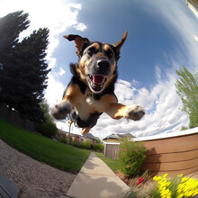 Terrier Jumping From Happiness, Shot On Go Pro Camera, Fish Eye Lens, Funny Dog, Happy Dog, Purebred