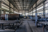 Fototapeta Przestrzenne - Assembly line of furnace RIR block and other parts of grain drying complex