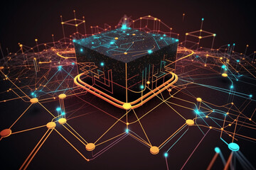 Futuristic digital background. Abstract connections technology and digital network Generative AI