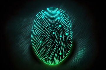 biometrics identification and cyber security concept, green, made by ai