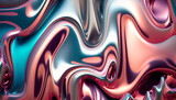 Fototapeta Tulipany - Abstract metallic chrome background in pink, blue and silver colors. Bright background. Created with AI.