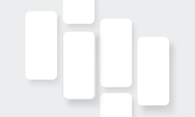 Fototapete - Clay Phone With App Screens. Blank Mockup for Mobile Apps Designs. Vector Illustration