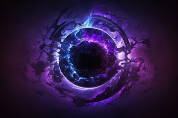 Wall Mural - Black hole illustration. Fantasy galaxy generative AI background