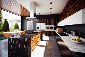 Wall Mural - Modern kitchen interior created with AI