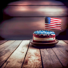 American Flag Cake For American Flag Day.  Generative AI
