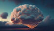 brain shaped cloud in sky generative AI