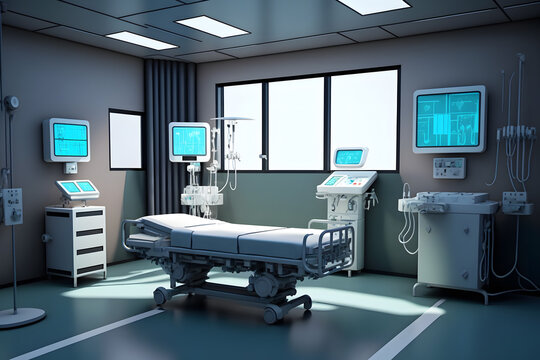 interior of operating room in modern clinic with computer equipment. neural network ai generated art