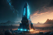 Futuristic fantasy ancient obelisk of fairytale civilization. Neural network AI generated art