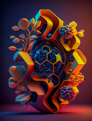 Wall Mural - Vibrant Abstract 3D Poster