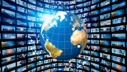 Poster - Global communication network concept. Image analysis. Digital transformation. AI (Artificial Intelligence).