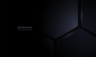black 3d vector hexagonal technology abstract background. abstract modern technology futuristic back