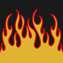 Cartoon With A Red Fire Element In It. Old-fashioned Seamless Pattern.