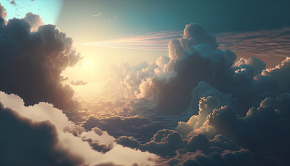 Wall Mural - above the clouds and sun Generative AI
