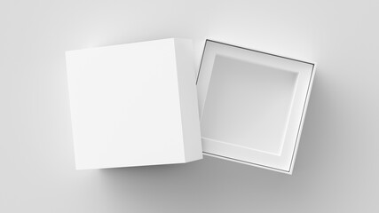 Wall Mural - Square open box packaging mockup on white background. Template for your design