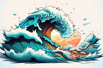 Wall Mural - a crashing sea wave Generative AI