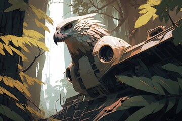 eagle in forest created using AI Generative Technology