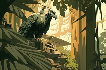 eagle in forest created using AI Generative Technology