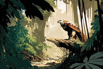 eagle in forest created using AI Generative Technology