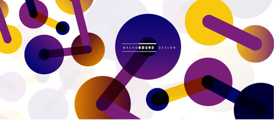 Poster - Line points connections geometric abstract background. Circles connected by lines. Trendy techno business template for wallpaper, banner, background or landing