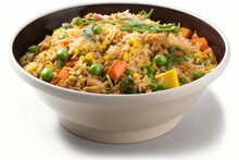 Fried Rice Is A Popular Dish Consisting Of Cooked Rice Stir-fried In A Wok Or A Frying Pan And Mixed With Other Ingredients Such As Veggies, Eggs, And Meat.