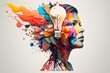 © Samantha - Colorful 3D illustration representing a person with a creative mind, collage, Generative AI