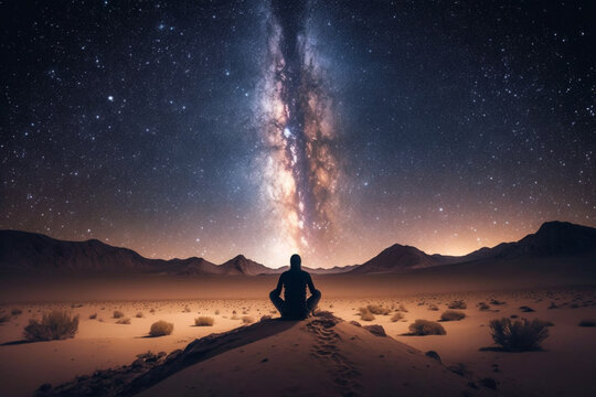a person meditating on the desert sitting spiritual awakening meditation soul healing enlightenment 