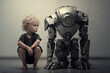© Kien - human child and child robot together, generative AI