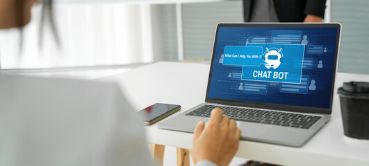 Poster - chatbot software application for modish online business that automatically reply to customer questio