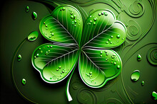 Green Four Leaf Clover St Patricks Day Background. Generative AI, Generative, AI