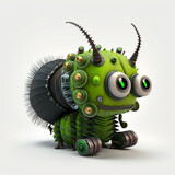 Fototapeta Na ścianę - Green Caterpillar Robot created with Generative AI Technology