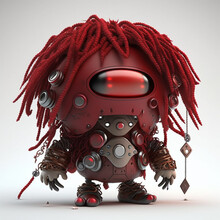 3d Cyberpunnk Red Monster Created With Generative Ai Technology