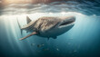 Whale shark, massive, awe-inspiring, gentle, impressive, morning light