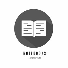 Poster - Notebooks logo. Illustration of notebooks in flat. Stock vector.