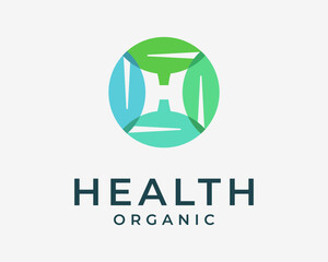 Wall Mural - Letter H Initials Circle Round Circular Leaf Organic Fresh Healthy Life Green Vector Logo Design