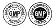 GMP certified, good manufacturing practice vector icon, black in color