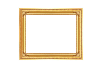 Wall Mural - The antique gold frame isolated on the white background ,clipping path included for design