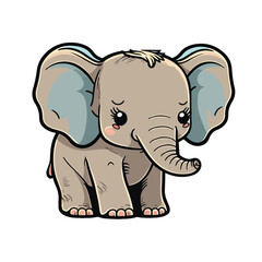 Wall Mural - cute elephant cartoon style