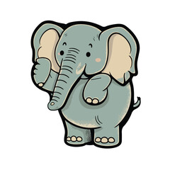 Wall Mural - cute elephant cartoon style