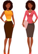 cartoon illustration of beautiful confident black women in smart casual business fashion
