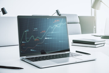 Poster - Abstract creative statistics data hologram on modern computer monitor, analytics and forecasting concept. 3D Rendering
