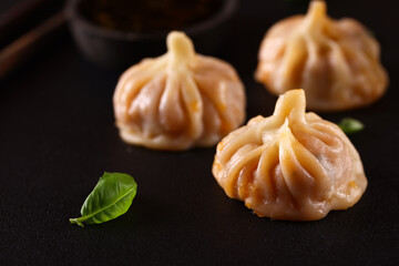 Sticker - asian dumplings, with soy sauce, asian food