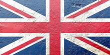 British Flag Painted On Old Concrete Wall, Abstract UK Politics Concept
