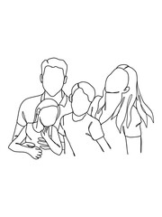 Wall Mural - Continuous one line drawing of happy family.