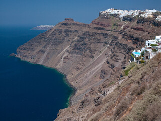 Wall Mural - The clifftop town of Imerovigli on the volcanic island of Santorini in the Aegean Sea off the coast of mainland Greece.